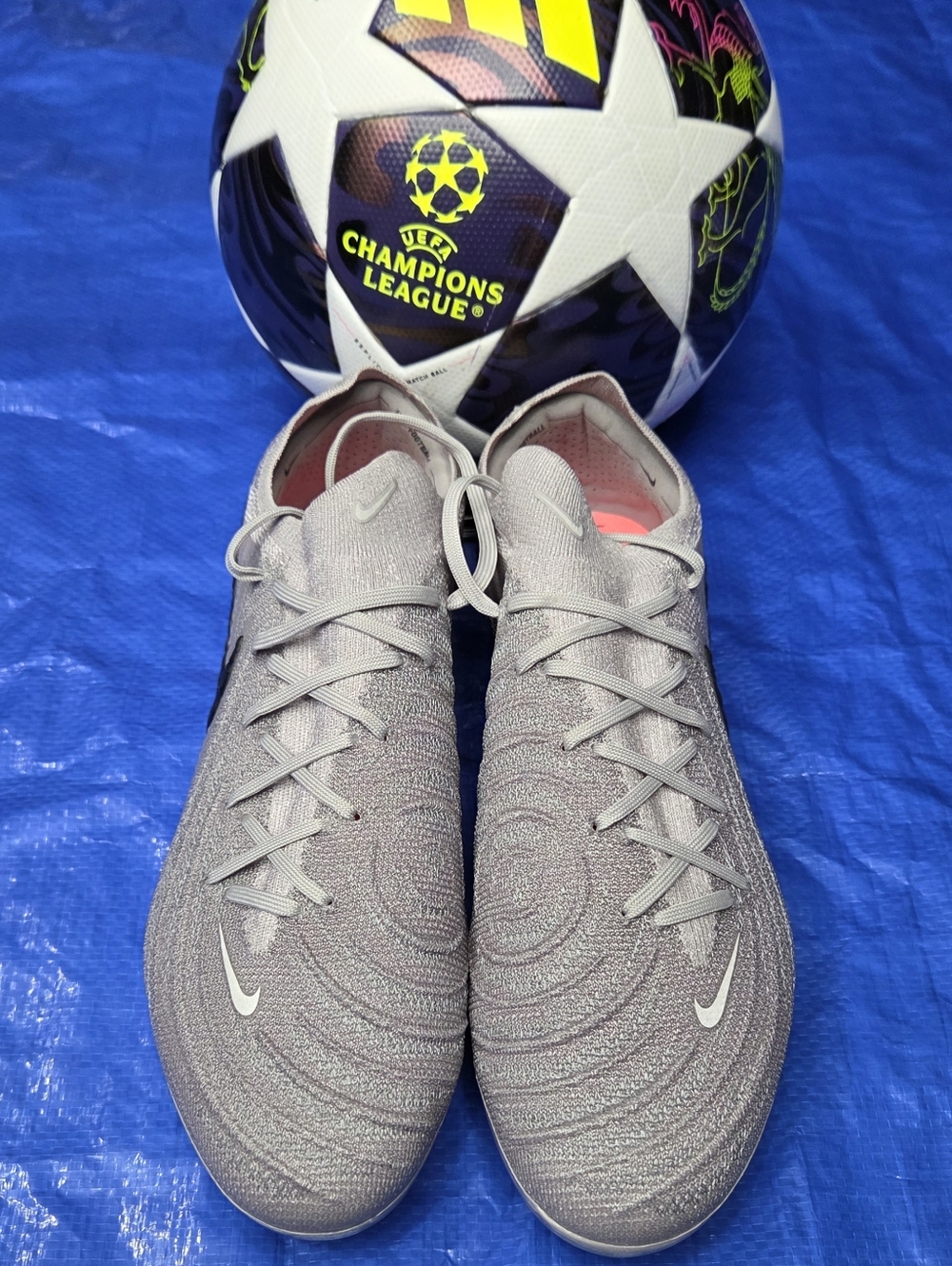 Nike Pink and Gray Soccer Cleats - Breathable Knit Lining